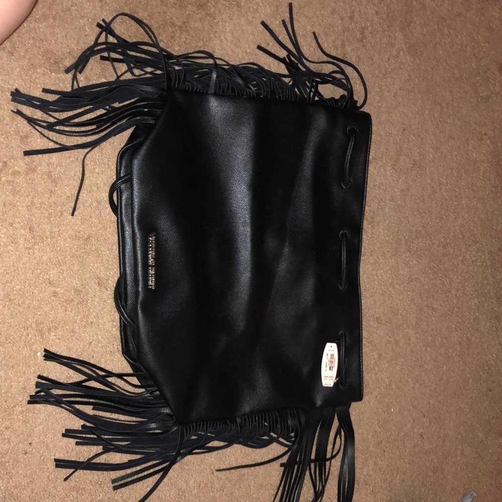 NWT BLACK FRINGE VICTORIAS SECRET TOTE BAG